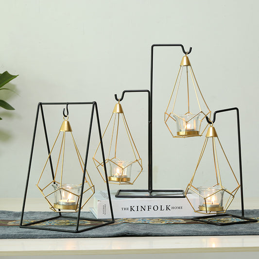 Geometric Metal Hanging Candle Holder