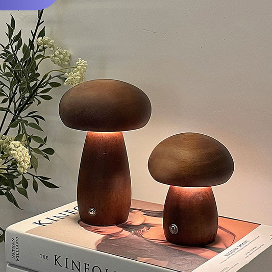 Ins Style Solid Wood Mushroom Lamp